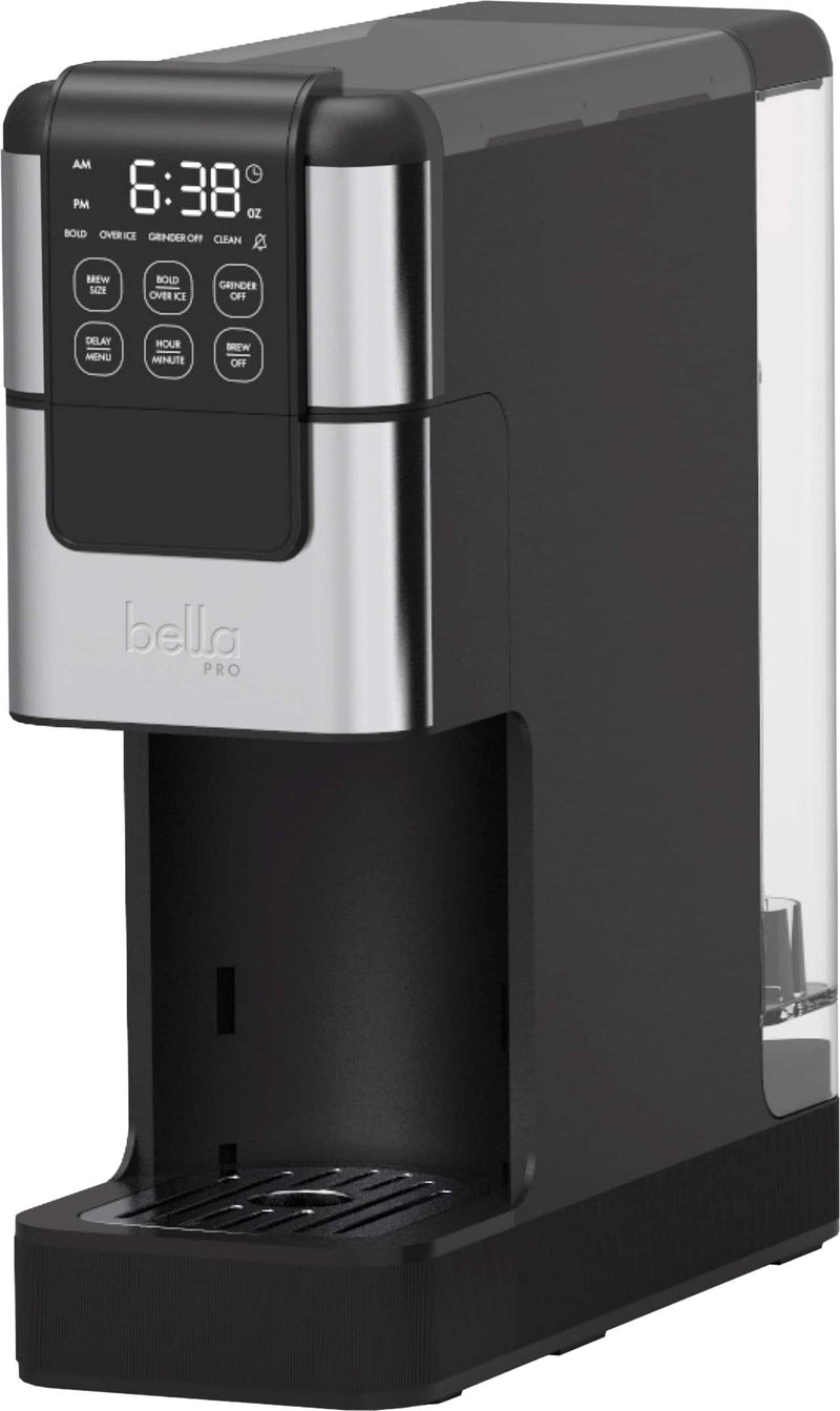 bella PRO - Perfect Grind Programmable Single-Serve Coffee Maker with Integrated Burr Grinder - Stainless Steel