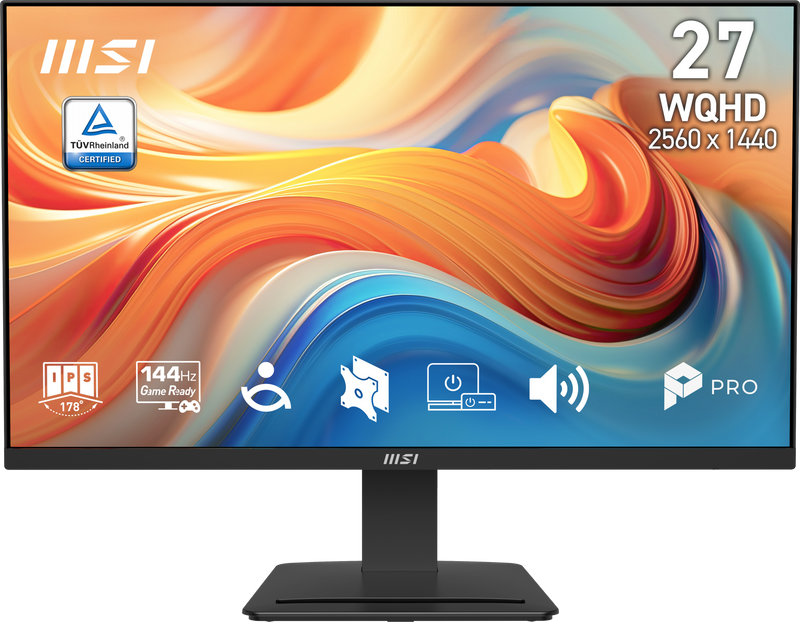 MSI - PRO MP273Q E14 27" IPS QHD 144Hz 1ms FreeSync Business Monitor with Built-in Speakers (DisplayPort HDMI ) - Black