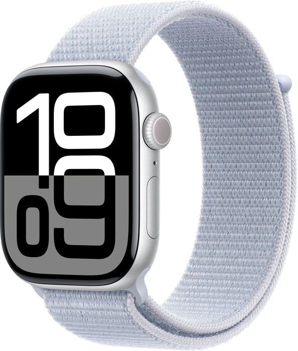 Apple Watch Series 10 (GPS) 46mm Aluminum Case with Blue Cloud Sport Loop - Silver