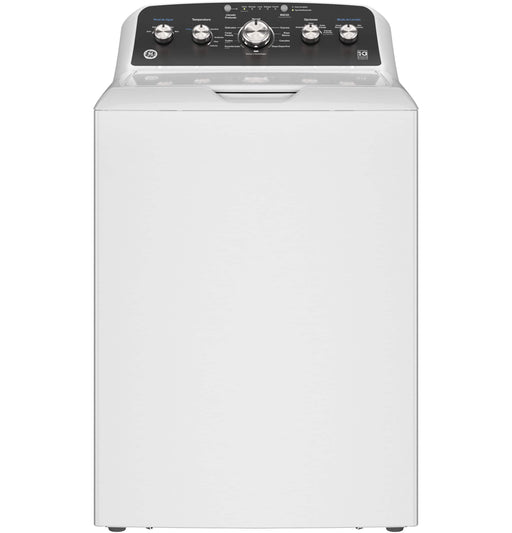 GE - 4.5 Cu. Ft. High-Efficiency Top Load Washer with Spanish Control Panel - White with Matte Black