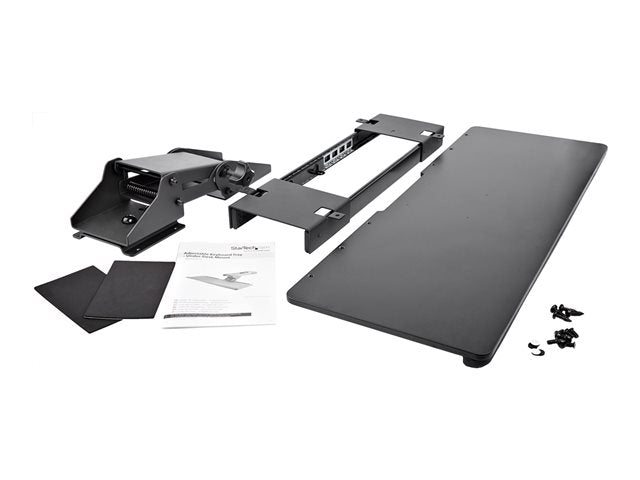 StarTech.com Under Desk-Mount Keyboard Tray - 26.4" Wide - Adjustable - Ergonomic Slide-Out Keyboard Shelf with Tilt and Swivel (KBTRAYADJ) - keyboard drawer