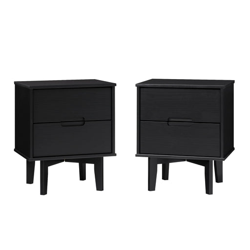 Walker Edison - Retro 2-Piece 2-Drawer Nightstand Set - Black