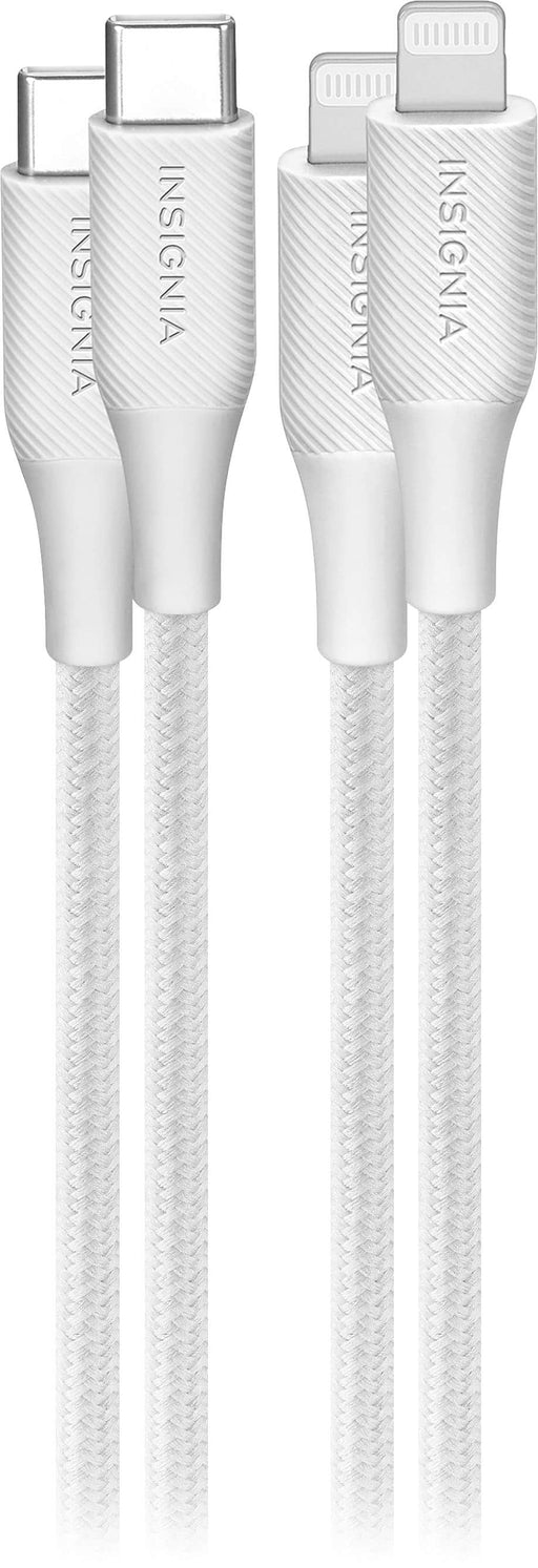 Insignia - 4' Lightning to USB-C Braided Charge-and-Sync Cable (2 Pack) - Moon Gray