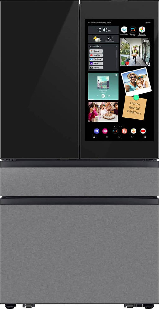 Samsung - Bespoke 29 cu. ft. 4-Door French Door Refrigerator with AI Family Hub+ - Charcoal Glass  Stainless Steel