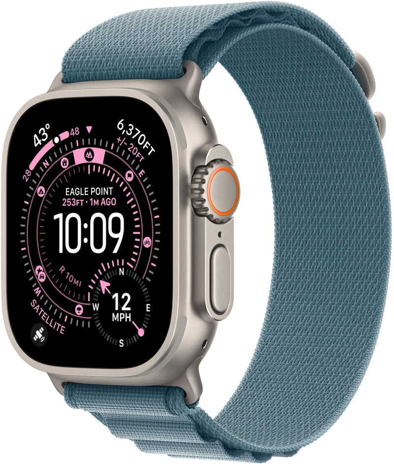 Apple Watch Ultra 3 (GPS+Cellular) 49mm Titanium Case with Light Blue Alpine Loop - Medium - Natural - (2025)