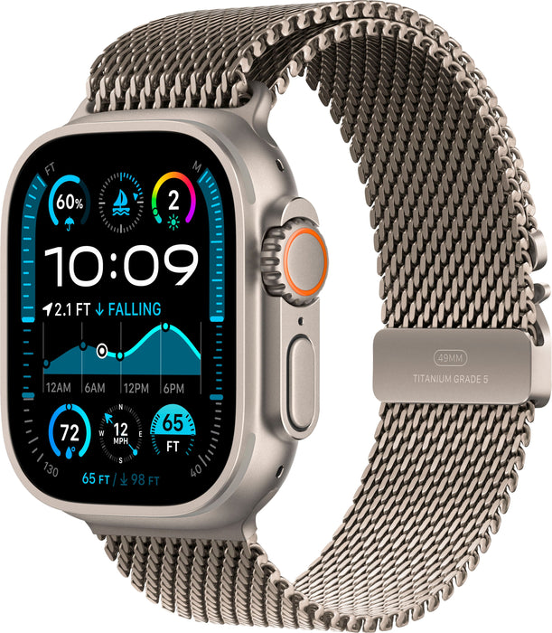 Apple Watch Ultra 2 (GPS+Cellular) 49mm Titanium Case with Natural Titanium Milanese Loop - Medium - Natural - (2024)