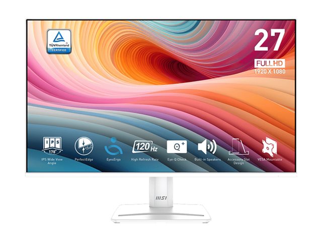 MSI - PRO MP275W E2 27" FHD 120Hz 1ms Adaptive Sync Monitor with HDR ready Built-in Speakers (DisplayPort HDMI ) - Matte White