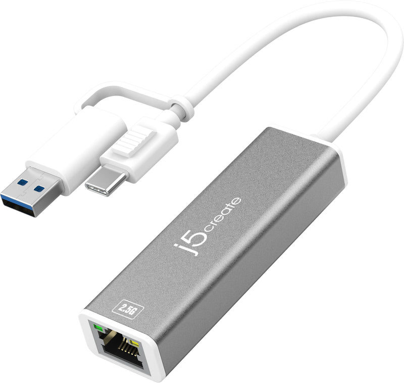 j5create - USB-C to 2.5 Gigabit Ethernet Adapter with 3.93" cable - Space Gray