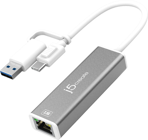 j5create - USB-C to 2.5 Gigabit Ethernet Adapter with 3.93" cable - Space Gray