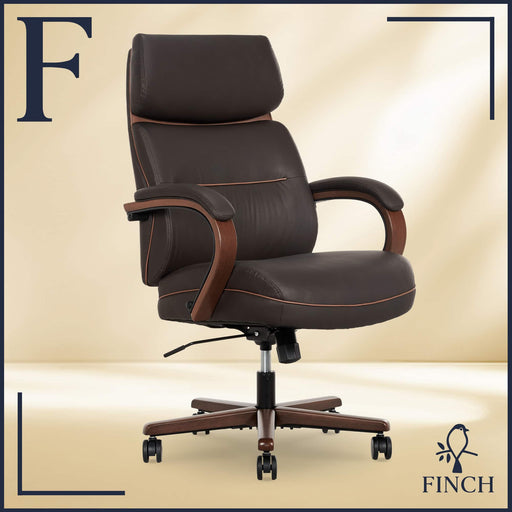 Finch Neo Two Retro-Modern Mid-Back Office Chair - Brown