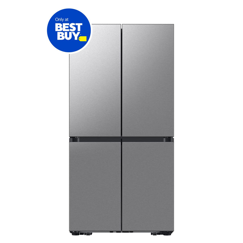 Samsung - Bespoke 22 cu. ft. Counter Depth 4-Door French Door Refrigerator with Zero Clearance Fit - Stainless Steel