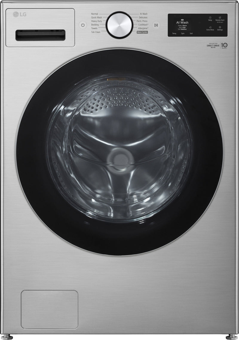 LG - 5.0 Cu. Ft. High-Efficiency Stackable Smart Front Load Washer with Steam and TurboWash 360 - Graphite Steel
