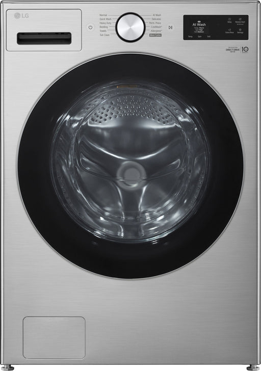 LG - 5.0 Cu. Ft. High-Efficiency Stackable Smart Front Load Washer with Steam and TurboWash 360 - Graphite Steel