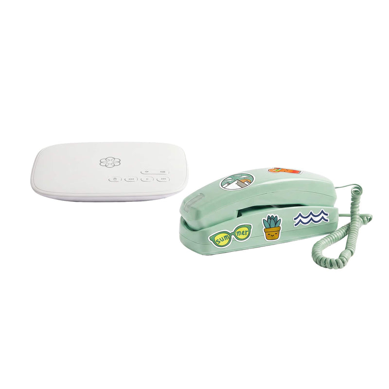 Ooma - VoIP MyPhone Safe Phone for Kids Bundle with Telo Base Station Wired Phone and Home Phone Service - Green
