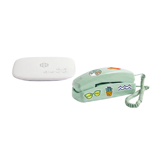 Ooma - VoIP MyPhone Safe Phone for Kids Bundle with Telo Base Station Wired Phone and Home Phone Service - Green
