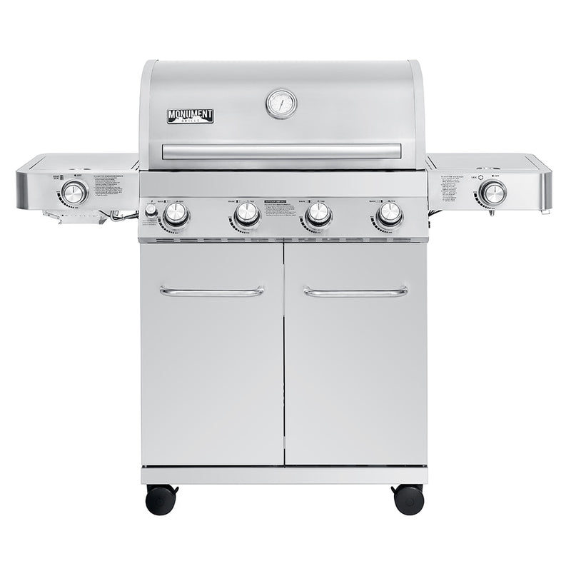 Monument Stainless steel 4 -Burner Liquid Propane Gas Grill 2 -Side Burner