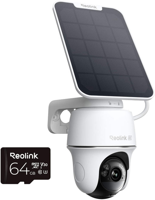 Reolink - Argus Series B440 4K 8MP Solar Outdoor Wireless Wi - Fi Auto Pan Tilt Security Camera with 64GB SD - White