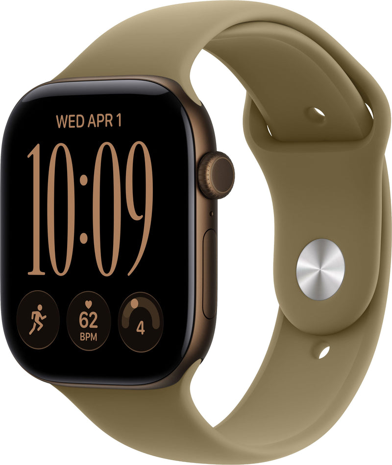 Apple Watch Series 12 GPS + Cellular 46mm Aluminum Case with Olive Sport Band - M/L - Dark Bronze - (2026)