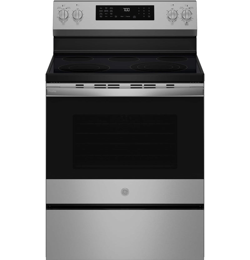 GE Profile - 5.3 Cu. Ft. Smart Freestanding Electric Convection Range with Steam Clean No Preheat Air Fry and EasyWash Oven Tray - Stainless Steel