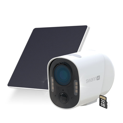 Swann - Xtreem 4K Eco Security Camera Solar Motion Detect Color Night Vision Two-Way Audio Weatherproof 32GB MicroSD - White