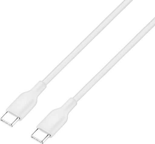 Best Buy essentials - 6' USB-C to USB-C Braided Charge-and-Sync Cable - White