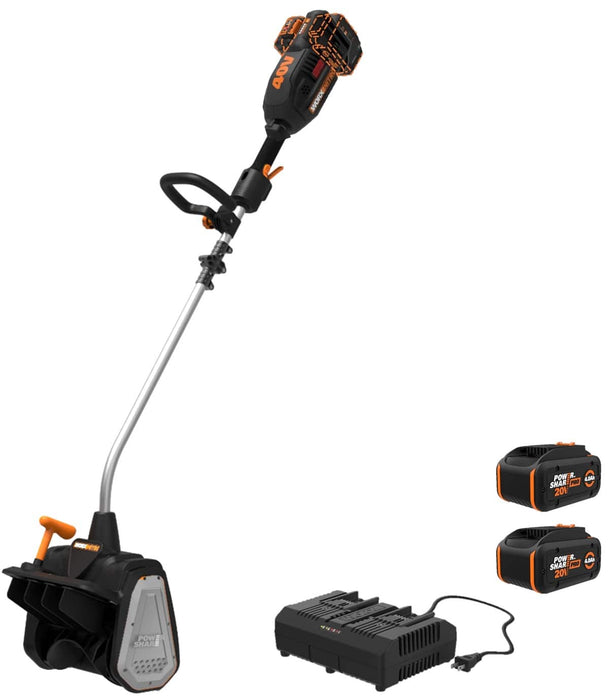 WORX - Nitro 40V 12 in. Snow Shovel (2 x 4.0Ah and 1 x Charger Included) - Black