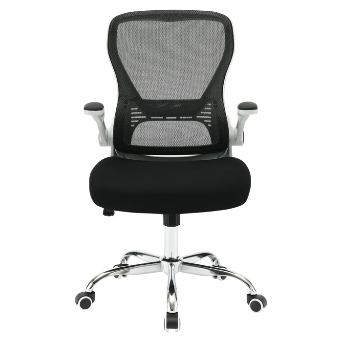 OSP Home Furnishings - Mesh Back Manager’s Chair with Bulit in Lumbar Support and Chrome Base - Black/White