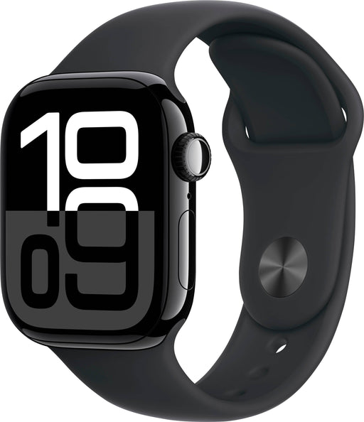 Apple Watch Series 10 (GPS+Cellular) 42mm Aluminum Case with Black Sport Band - M/L - Jet Black - (2024)