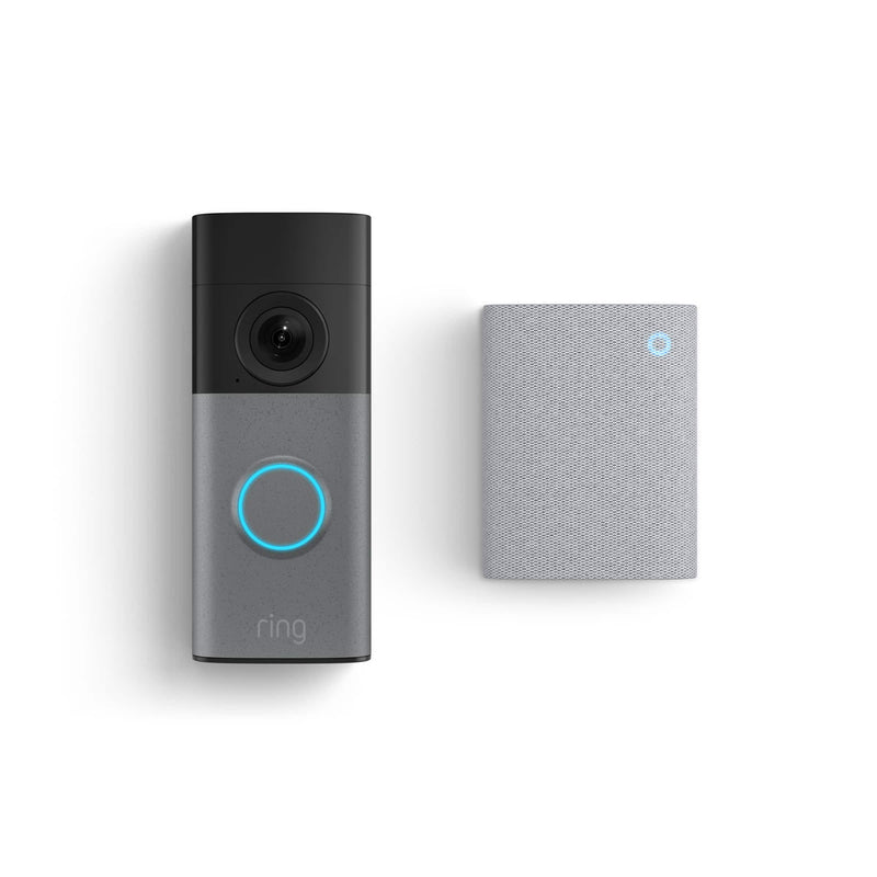 Ring - Wired Doorbell 2K (newest model) Speckled Gray + Chime (newest model) - Speckled Grey  White
