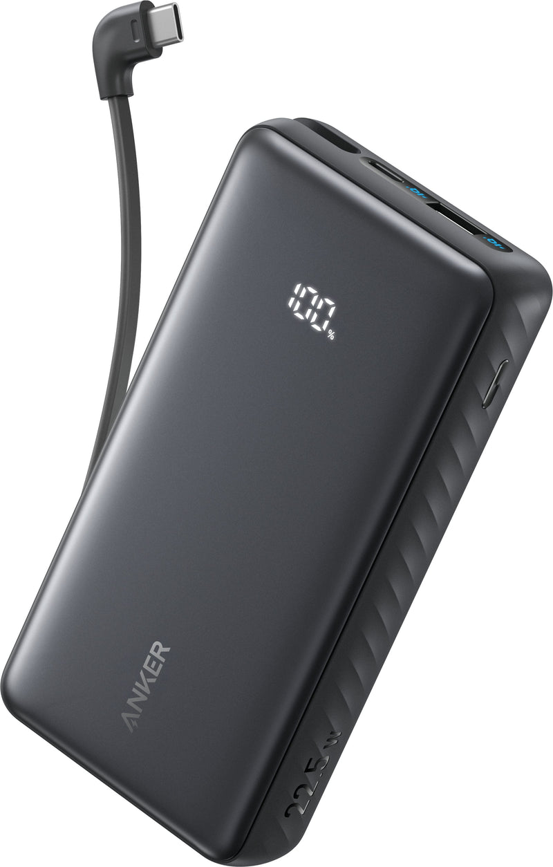 Anker - Zolo Power Bank (20K 22.5W Built-In USB-C Cable) - Black