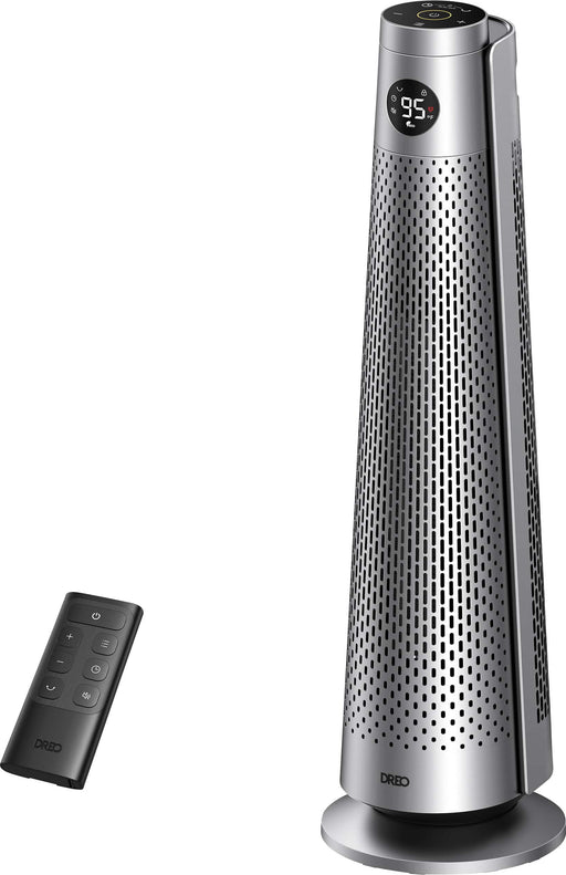 Dreo - 30" Space Heater for Large Rooms 120 Oscillation Adjustable Thermostat 5 Heat  3 Fan levels Solaris 818 - Silver