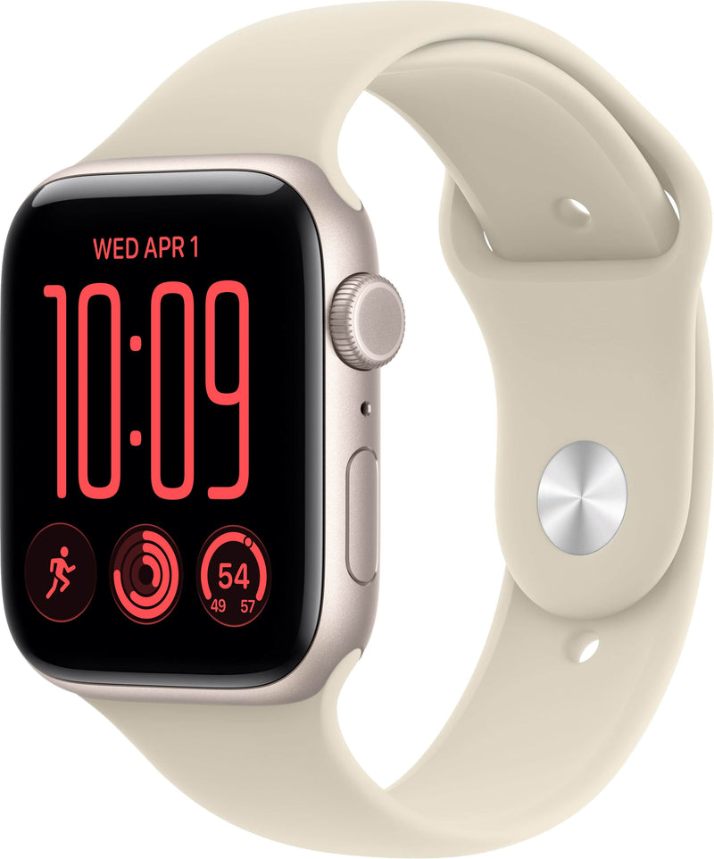 Apple Watch SE 3 GPS + Cellular 44mm Starlight Aluminum Case with Sand Sport Band - S/M - Starlight - (2026)