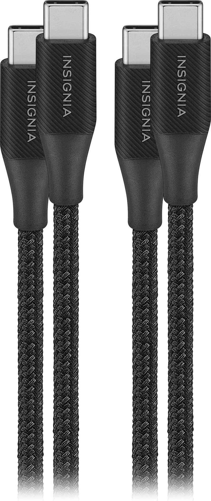 Insignia - 6' USB-C to USB-C Braided Charge-and-Sync Cables (2-Pack) - Black
