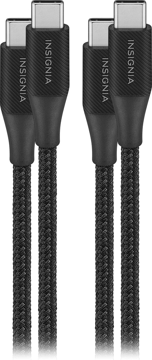 Insignia - 6' USB-C to USB-C Braided Charge-and-Sync Cables (2-Pack) - Black