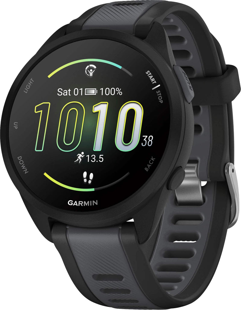 Garmin - Forerunner 165 GPS Smartwatch 43 mm Fiber-Reinforced Polymer - Black/Slate Gray - (2024)