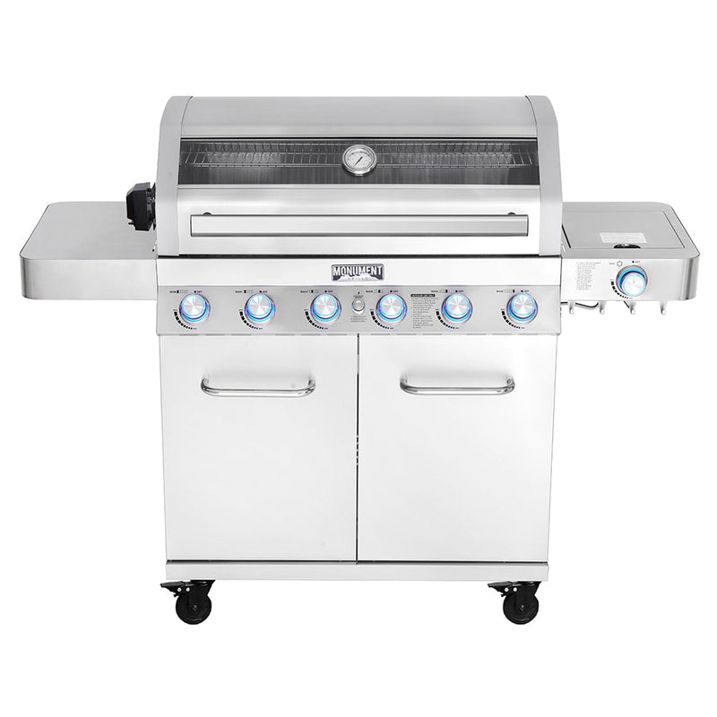 Monument Clearview 77352NG Stainless steel 6 -Burner Infrared Natural gas/Liquid propane 1 -Side Burner