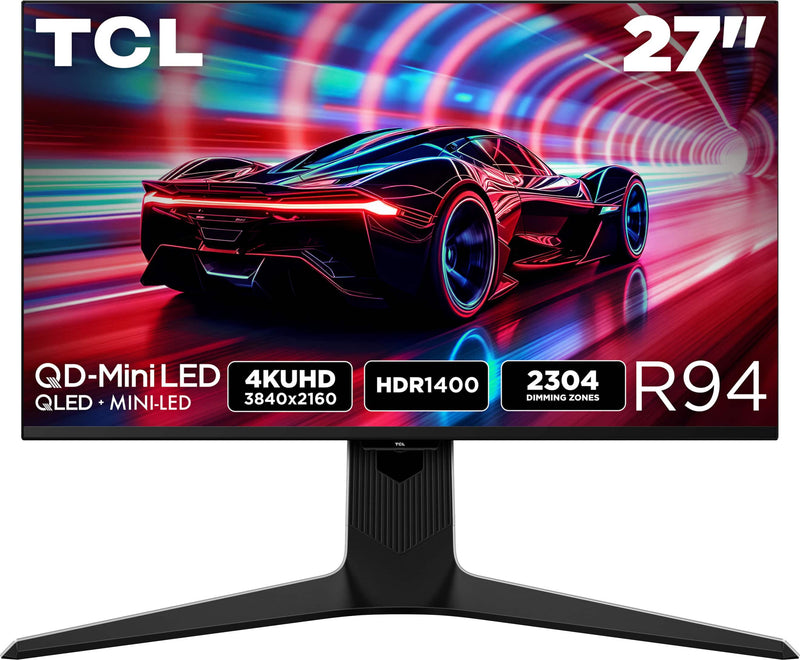 TCL - 27" R94 Series 4K UHD HDR QD-Mini LED Gaming Monitor - Black and White