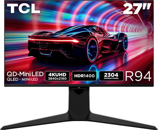 TCL - 27" R94 Series 4K UHD HDR QD-Mini LED Gaming Monitor - Black and White