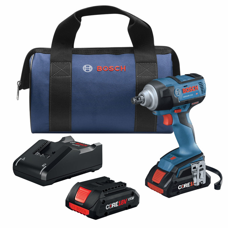 Bosch 4-Amp 18-volt Variable Speed Brushless 1/2-in square Drive Cordless Impact Wrench 2 batteries Charger Included)