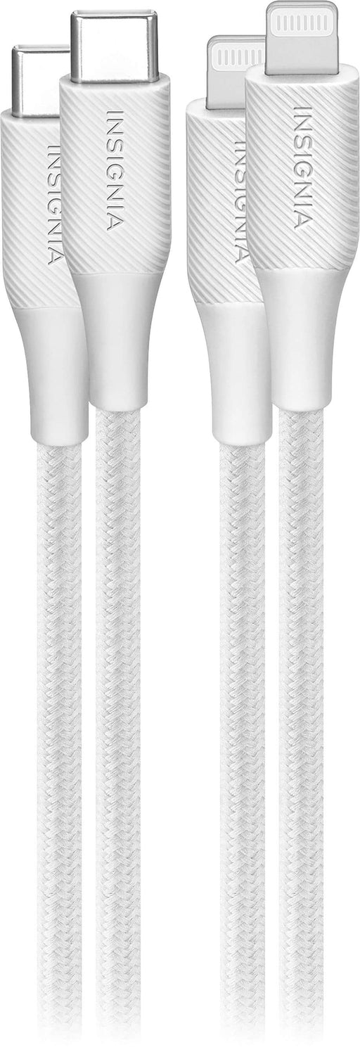 Insignia - 6' Lightning to USB-C Braided Charge-and-Sync Cable (2 Pack) - Moon Gray