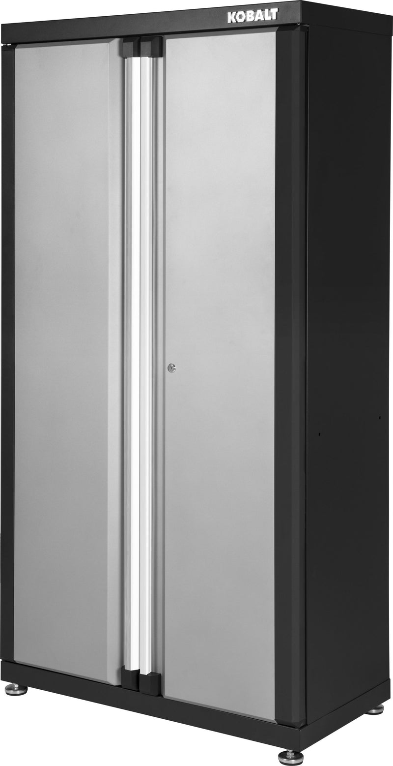 Kobalt 36-in W x 72-in H x 18.5-in D Freestanding Steel Garage Cabinet in Silver