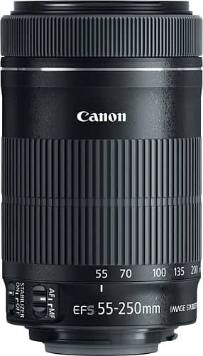 Canon - EF-S55-250mm F4-5.6 IS STM Telephoto Zoom Lens for EOS DSLR Cameras - Black