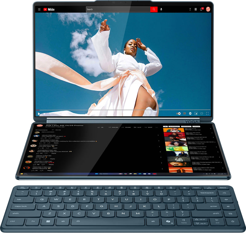 Lenovo - Yoga Book 9i 2-in-1 14" 2.8K Dual Screen OLED Touchscreen Laptop - Intel Core Ultra 7 Processor - 16GB RAM - 1TB SSD - Tidal Teal