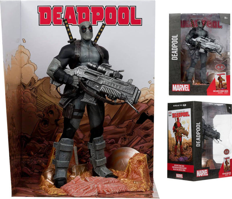 McFarlane Toys - Marvel Deadpool 16th Scale Collectible with Scene  Comic (Deadpool 1) 10.7" Figure - Chase in EVERY Shipment