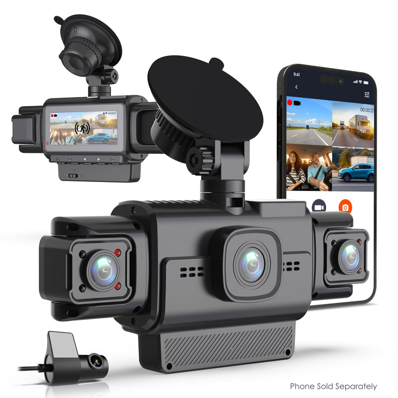Rexing - R4-RD Dash Cam All-Around 1080p Built-in 360 Motion Parking Monitor GPS App Control for Windows MAC OS and iPhone - Black