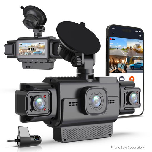 Rexing - R4-RD Dash Cam All-Around 1080p Built-in 360 Motion Parking Monitor GPS App Control for Windows MAC OS and iPhone - Black