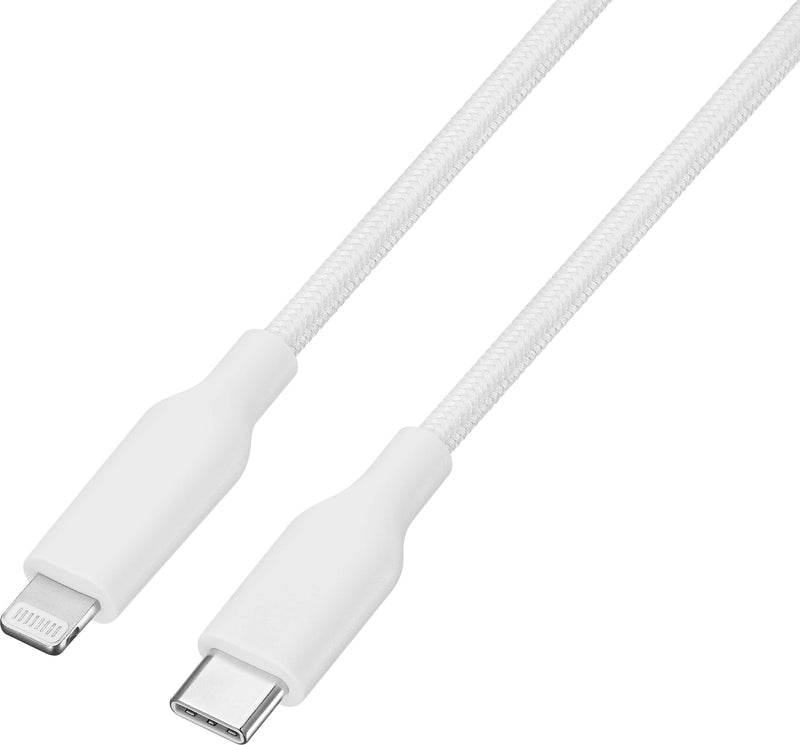 Best Buy essentials - 6’ Lightning to USB-C Braided Charge-and-Sync Cable - White