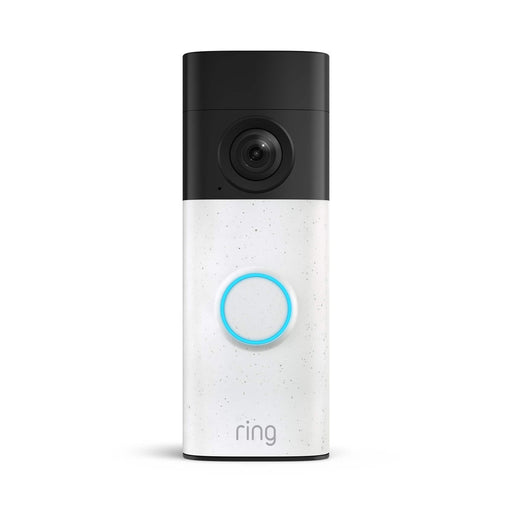 Ring - Battery Doorbell (newest model) Retinal 2K with wide-angle video up to 6x Zoom Two-Way Talk and Built-In Battery - Speckled White