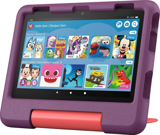 Amazon - Fire HD 8 Kids tablet ages 3-7  3GB memory 13-hr battery 32GB (2024 release) - Grape