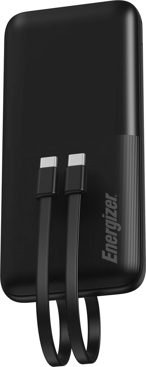 Energizer - 10000mAh 22.5W 4-Port Universal Fast Charging Power Bank/Portable Charger w/ 2 Built in PD USB-C Cables  LED Display - Black